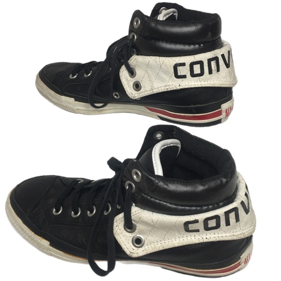 Rare leather Converse two fold high tops. Mens 6/Womens 8 - Picture 3 of 13
